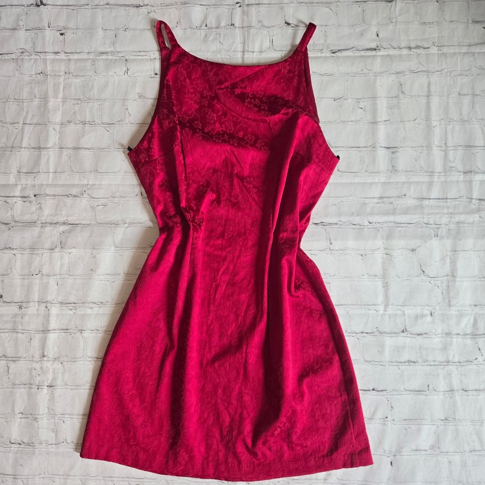 American Vintage 90s soft grunge Maurices Red Floral Jacquard Mini Dress  large